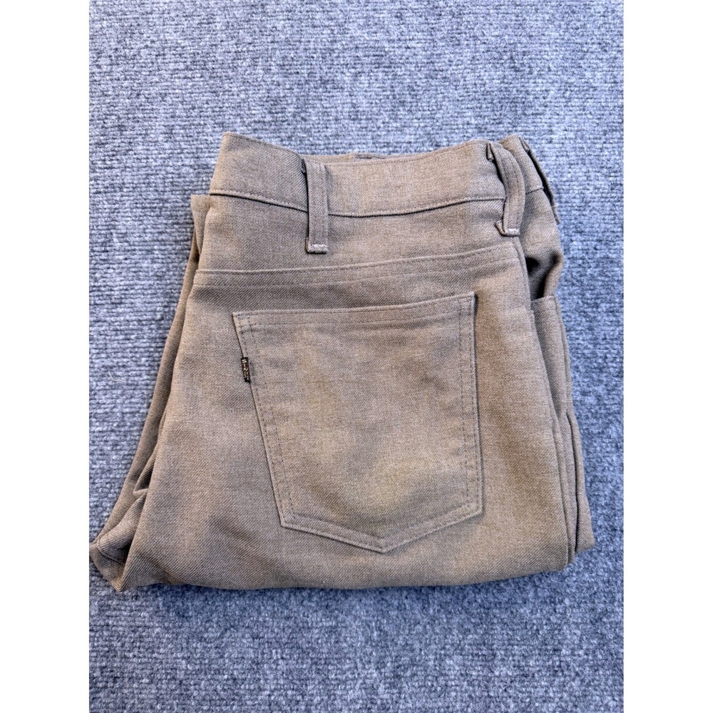 Vintage Levis Action Slacks Mens 36x34 Tan Brown Polyester‎ Workwear USA Made